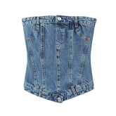 Elastic Corset Denim Top
