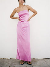 Robe en satin de soie à découpes assorties
