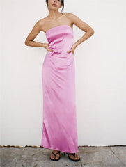 Robe en satin de soie à découpes assorties