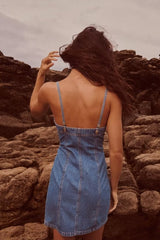 All Match Slim Stretch Denim Cami Kleid Kurzes Kleid