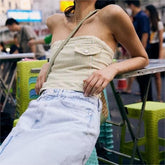 Bandeau-Top im Slim Fit aus Denim-Korsett