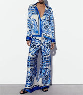 Chemise à imprimé motif, costume décontracté