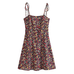 Floral Dress Waist Controlled Slim Fit Slimming Small Holiday Short Dress Cami Dress