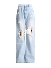 BrJeans High Waist Ripped Straight Leg Trousers