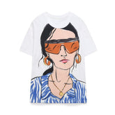 White Girl Printed Loose Short Sleeve T shirt
