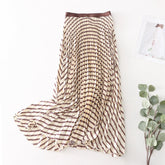 Mesh Skirt Pleated Skirt Large Swing Skirt Drape Printed Mid Length A line Skirt