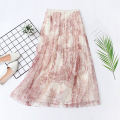 Beautiful Layered Elastic Waist Greasy Veil Skirt Skirt Niche Skirt