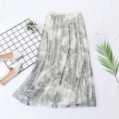 Beautiful Layered Elastic Waist Greasy Veil Skirt Skirt Niche Skirt