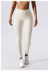 Bauchkontraktierende, hautfarbene Yogahose mit hoher Taille und Kordelzug, schnelltrocknende, hüfthebende Fitnesshose, enge Laufsporthose