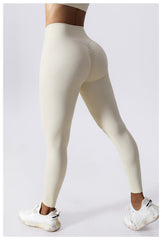 Drawstring Belly Contracting Nude High Waist Yoga Pants Quick Drying Hip Lifting Fitness Pants Tight Running Sports Pants