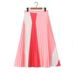 Skirt Elastic Waist Pleated Long Skirt Midi Skirt