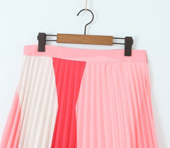 Skirt Elastic Waist Pleated Long Skirt Midi Skirt