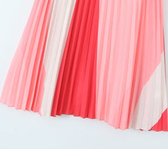 Skirt Elastic Waist Pleated Long Skirt Midi Skirt