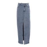 Rock Lang Hohe Taille Schlitz Vintage Jeansrock Hüftrock