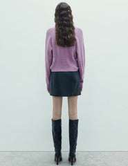 Pull court en maille torsadé élégant à col en V et amincissant