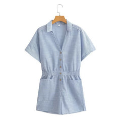 Wind Linen Blended Romper Casual Shorts