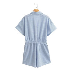 Wind Linen Blended Romper Casual Shorts