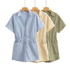 Wind Linen Blended Romper Casual Shorts