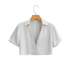 Chemise à manches courtes en satin de soie Ensemble jupe en satin de soie