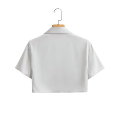 Chemise à manches courtes en satin de soie Ensemble jupe en satin de soie