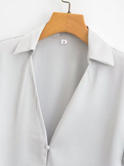 Chemise à manches courtes en satin de soie Ensemble jupe en satin de soie