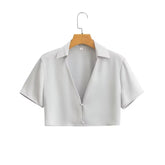 Kurzarmhemd aus Seidensatin, Rockset aus Seidensatin