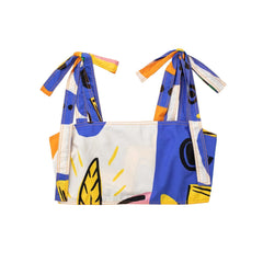 Printed Cotton Short Top High Waist Skirt