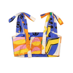 Printed Cotton Short Top High Waist Skirt