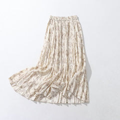 A line Expansion Skirt Vintage Artistic Floral Skirt Layered Stitching Soft Chiffon Thread Casual Skirt Short Wear