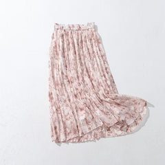 Robe trapèze en organza de soie douce imprimée, jupe florale élégante et gracieuse