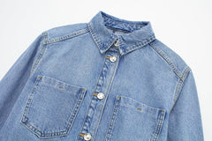 Short Denim Jacket Coat Mid Length Skirt Set