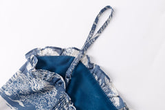 Elastic Printed A Line Short With Wooden Ear Back Retro Slim Fit Cami Dress