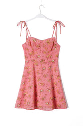 Frisches, süßes, eng anliegendes Urlaubskleid mit Lotusblatt-Motiv in A-Linie, kurzes Unterkleid mit Blumenmuster für französische Mädchen