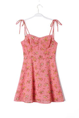 Robe de vacances coupe ajustée à motif de feuilles de lotus fraîches et douces, coupe trapèze, courte, à fleurs, pour fille française