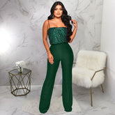 Jumpsuit mit Hosenträgern und Pailletten