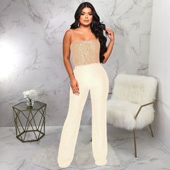 Pants Suspender Sequined Jumpsuit