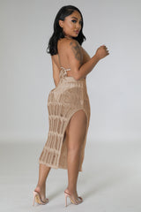 Beach Vest Wool Skirt Slit Suit