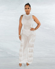 Beach Dress Knitted Vest Hollow Out Cutout Dress