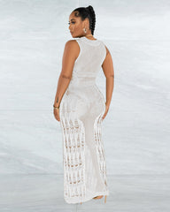 Beach Dress Knitted Vest Hollow Out Cutout Dress