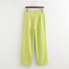 Pantalon décontracté taille haute décoratif avec poches cargo et coupe ajustée