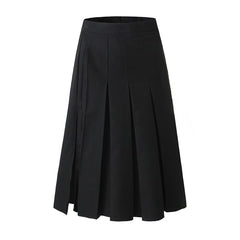 Black High Waist A line Skirt Gray Pleated Long Skirt