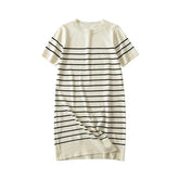 Short Sleeve Knitted Striped Short Dress
