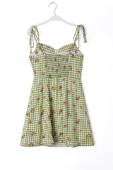 Mini sac à dos à bretelles pour vacances à la plage en bord de mer, robe à carreaux imprimée coupe slim à lacets