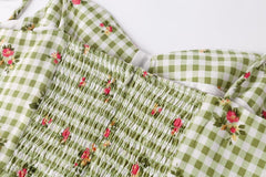 Mini sac à dos à bretelles pour vacances à la plage en bord de mer, robe à carreaux imprimée coupe slim à lacets