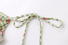 Mini sac à dos à bretelles pour vacances à la plage en bord de mer, robe à carreaux imprimée coupe slim à lacets