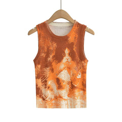 All Matching Pullover round Neck Sleeveless Cat Knitted Vest Top
