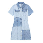 Slimming High Waist Retro Denim Overalls Dress