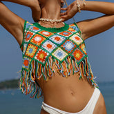 Bikinx – Überwurf mit Häkel-Blumenmuster und Fransensaum