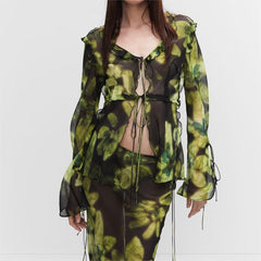 Printed Long Sleeved Blouse