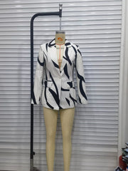 Fall Irregular Asymmetric Pattern Printing Loose Shirt Blazers